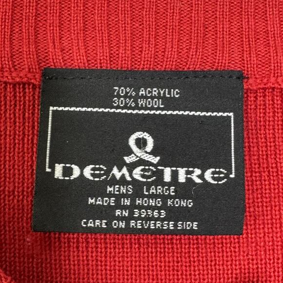 Vintage Demetre Sweater Mens Large Wool Blend Geometric Knit 80s Hong Kong - Picture 6 of 15